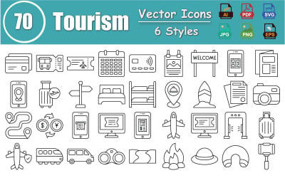 Premium Tourism Icons Pack – Travel, Vacation, Holiday, Trip Planning, UI/UX, and Digital Projects