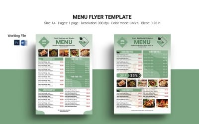Mall för restaurangmenyflyer