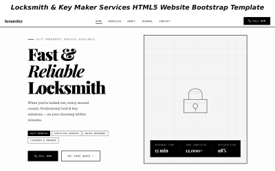 SecureKey – Szablon strony internetowej HTML5 Bootstrap dla usług ślusarskich i produkcji kluczy