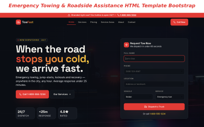 TowFast – Szablon HTML Bootstrap dla holowania awaryjnego i pomocy drogowej