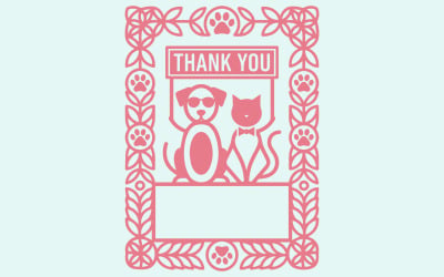 Whimsical Animal Themed Thank You Card with Dog and Cat Illustration