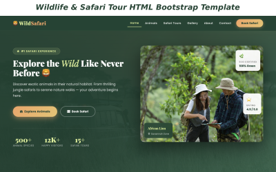 WildSafari – Bootstrap HTML šablona pro divokou zvěř a safari