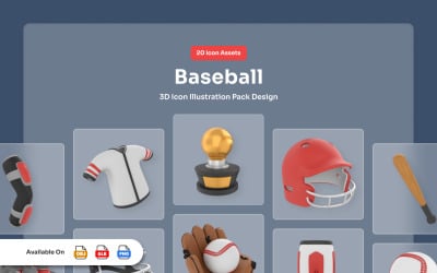 Baseboll 3D-ikoner - Batterix