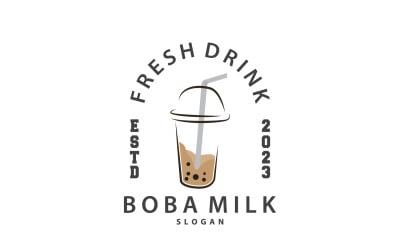 Boba Drink Logo Mjölkte Söt V1