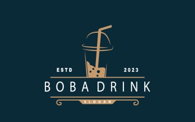 Boba Drink Logo Mjölkte Söt V2
