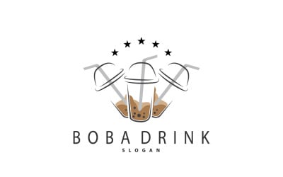 Boba Drink Logo Mjölkte Söt V4