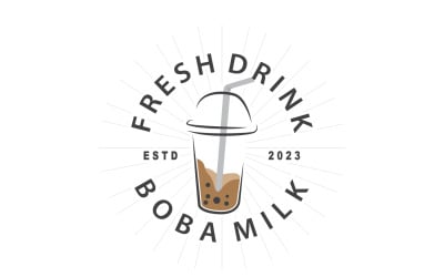Boba Drink Logo Mjölkte Söt V3