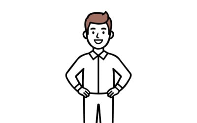 Confident Business Man Standing With Hands On Hips Smiling Professional Casual Male Character