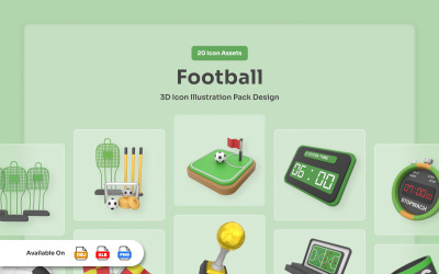 Fotboll 3D ikonpaket - Kickra