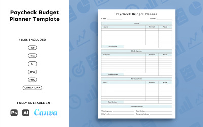 Paycheck Budget Planner for Finance Tracking – Business Planning, Expense Management, Minimal A4