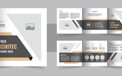Architecture square trifold brochure or modern construction template design