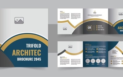 Architecture square trifold brochure template design or Modern construction, renovation