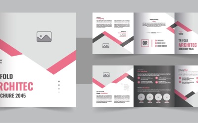 Architecture square trifold or renovation square trifold brochure template design layout