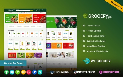 Grocerygo - Veelzijdige supermarkt- en kruidenierswinkel Prestashop Elementor responsief thema