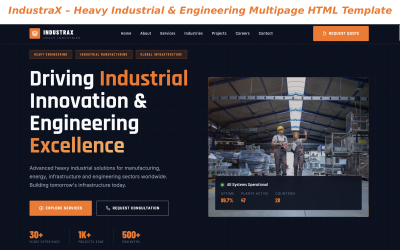 IndustraX – Vícestránková HTML šablona pro těžký průmysl a strojírenství