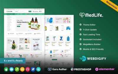 Medlife - Medicine, and Drug Multipurpose Responsive Prestashop Elementor store