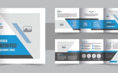 Modern architecture square trifold brochure template design layout
