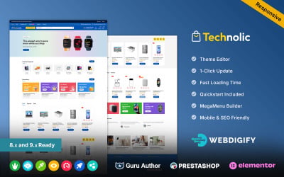 Technolic - Електроніка, гаджети та технології Багатоцільовий шаблон Prestahop Elementor