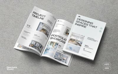 Vit minimalistisk inredningsdesignerbroschyr