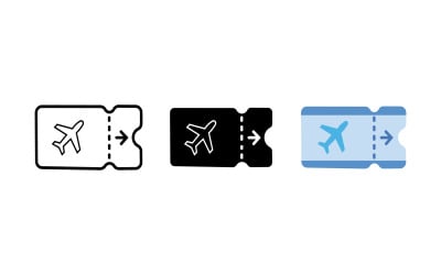 Airline ticket boarding pass icon set