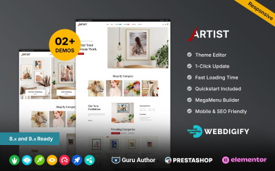 Artista - Tema Prestashop multiuso responsivo per arte e galleria d&amp;#39;arte Elementor