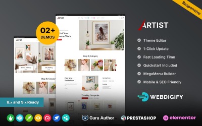 Artysta - Sztuka i Galeria Wielofunkcyjny responsywny motyw Prestashop Elementor