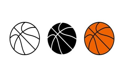 Basketboll ikonuppsättning kontur siluett och färg vektor isolerad på vit bakgrund