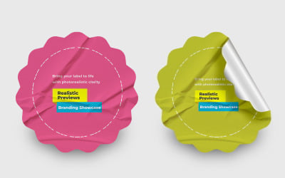 Creative Sticker Mockup Design Template Promotional Tag