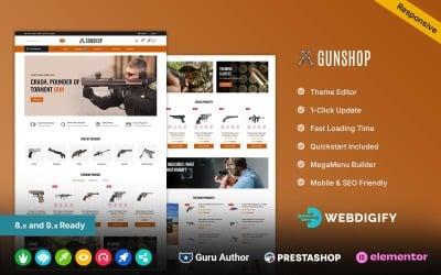 GunShop - Pistolas, Armas de Fogo, Clube de Tiro, Loja de Armas e Artigos para Armas - Tema Prestahop Elementor