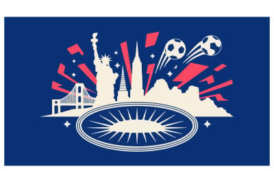 2026 Football Tournament USA Vector Illustration with Blue Background