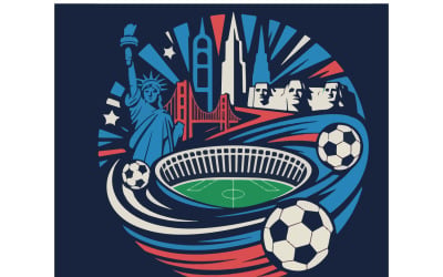 2026 Football Tournament USA Vector Illustration