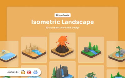 Isometrisk landskap 3D-uppsättning