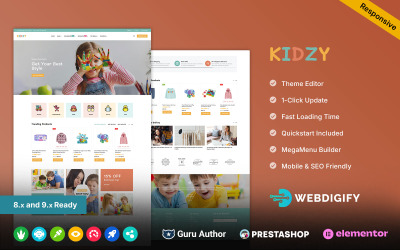 Kidzy - Speelgoed en mode - Veelzijdige Prestashop Elementor-winkel