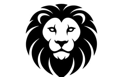 Minimal Lion Head Silhouette with Cross Accent