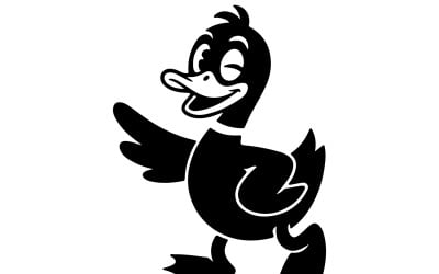 Retro Cartoon Dancing Duck Illustration in Royal Brown Ink for T-Shirt Design