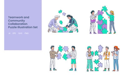 Teamwork Puzzle Illustration Set