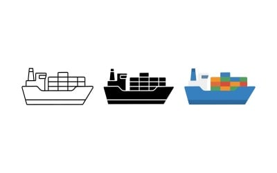 Cargo ship container vessel icon set