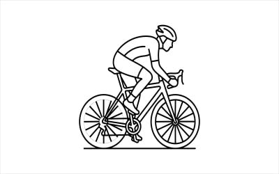 Cyklista na silničním kole ikonu osnovy vektor izolovaných na bílém pozadí