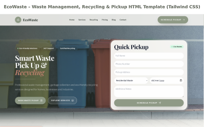 EcoWaste – Modelo HTML para Gestão, Reciclagem e Coleta de Resíduos (Tailwind CSS)