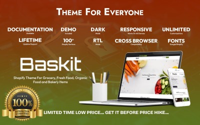 Baskit – Šablona Shopify pro obchody s potravinami, čerstvými potravinami, biopotravinami a pekárnami