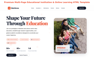 EduVerse – Премиальный многостраничный HTML-шаблон для образовательных учреждений и онлайн-обучения