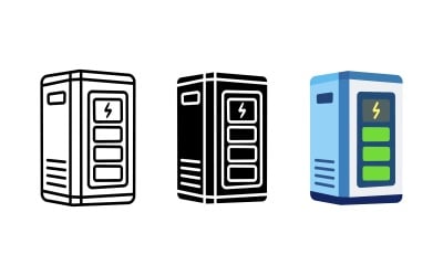 Electric power battery pack icon set