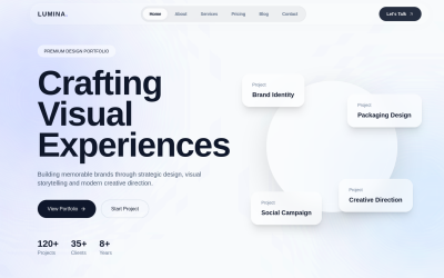 Plantilla React para portafolio de diseñador gráfico | Plantilla React y Tailwind CSS para portafolio creativo