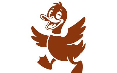 Playful Retro Dancing Duck Cartoon in Royal Brown Ink