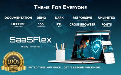 SaaSFlex – Šablona Shopify SaaS, digitální produkty, softwarové produkty
