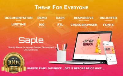 Saple – Shopify-Theme für Mode-, Bekleidungs- und Lifestyle-Shops für Frauen