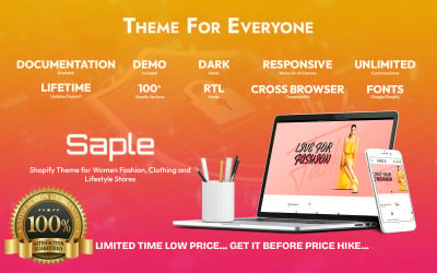Saple – Tema de Shopify para tiendas de moda, ropa y estilo de vida para mujeres.