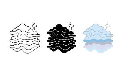 Dimma moln väder ikonuppsättning kontur siluett och färg vektor isolerad på vit bakgrund