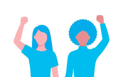 Diverse Women Raising Fists in Solidarity and Empowerment Protest Illustration