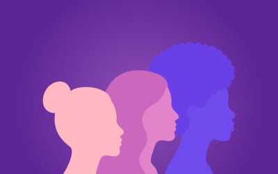 Diverse Women Silhouettes in Profile Representing Unity, Empowerment and Feminine Strength
